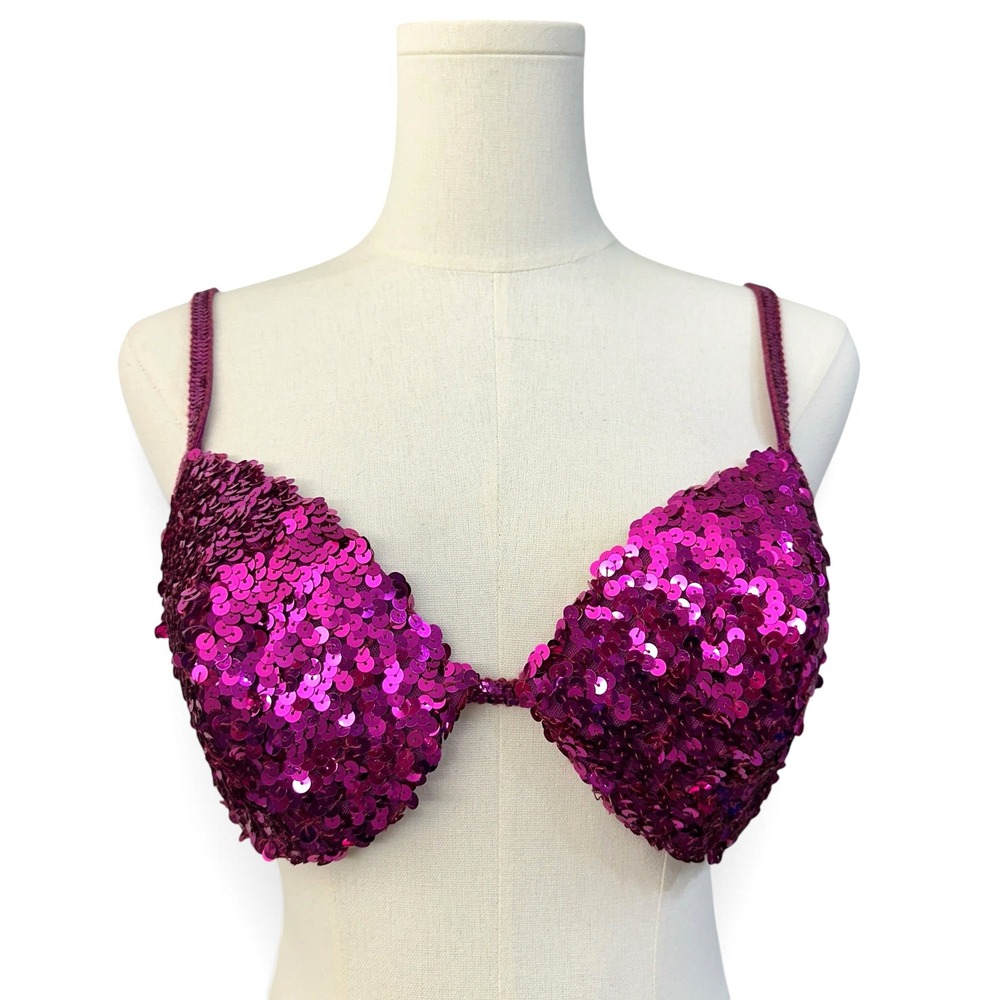 Victoria's Secret Silver Label 2001 Sequin Bra 36C Purple Glam Y2K Fairy